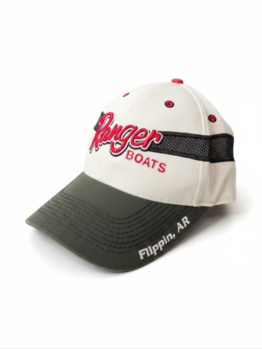 Vintage Ranger Boats The Game Hat Flippin AR White Performance Fishing Cap